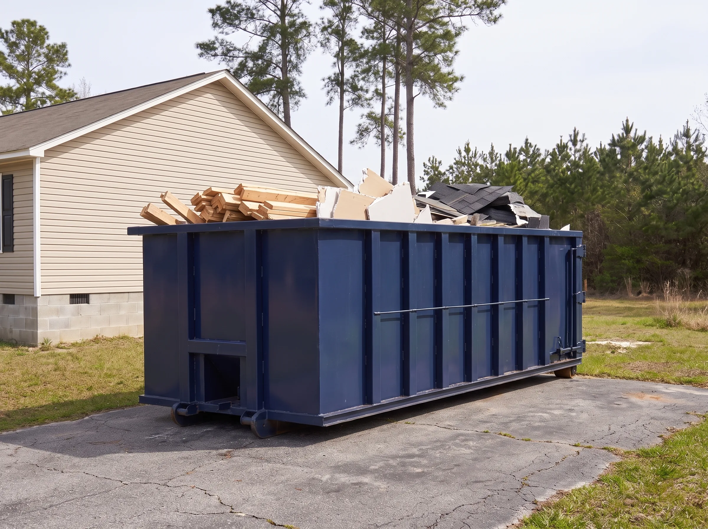 Roll-off dumpster being loaded in Berkeley County, SC
